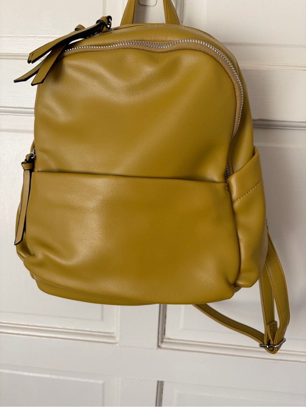 Mustard Yellow Women’s Leather Backpack